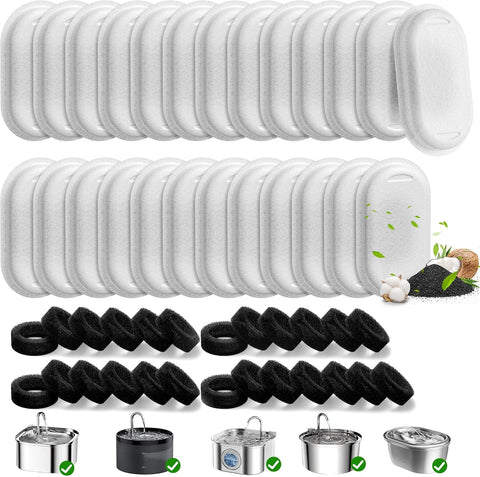 16 Pack Cat Water Fountain Filters for Stainless Steel Pet Water Dispenser