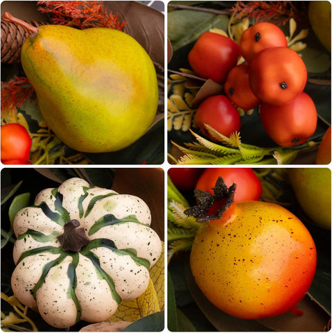 24 Inch Fall Wreaths for Front Door, Autumn Harvest Wreath with Pears