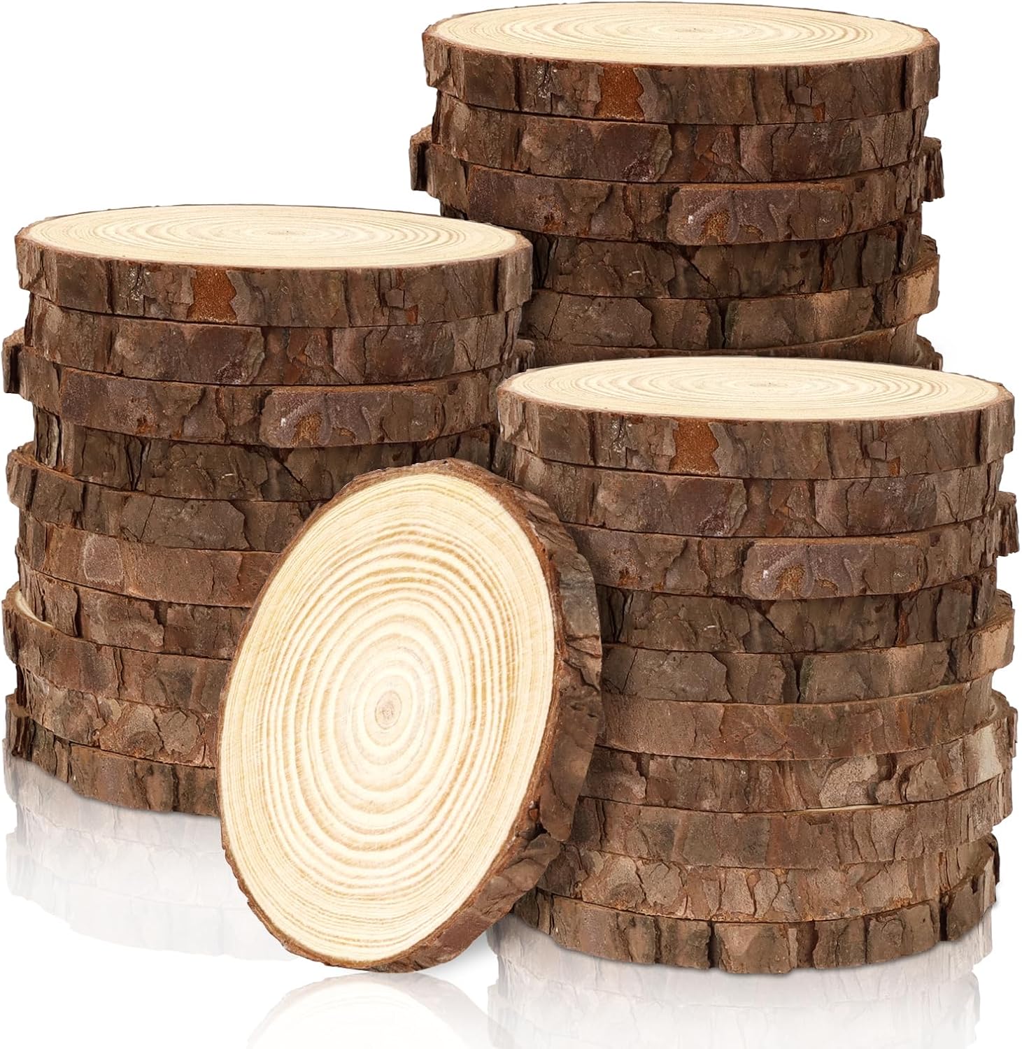 FSWCCK 30 Pack 3.5-4in Wood Slices,Rustic Wooden Centerpieces & DIY Crafts