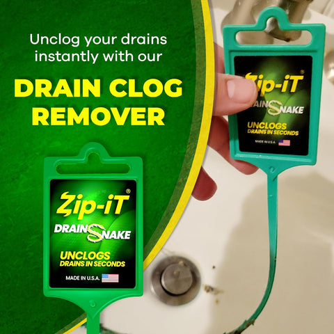 The original Zip-It Hair Clog Remover 25-inch Overall Length Drain Snake Cleaner (3-Pack), Unclog Your Sink, Shower, & Tub Drain In Seconds – Non-toxic, Made in the USA