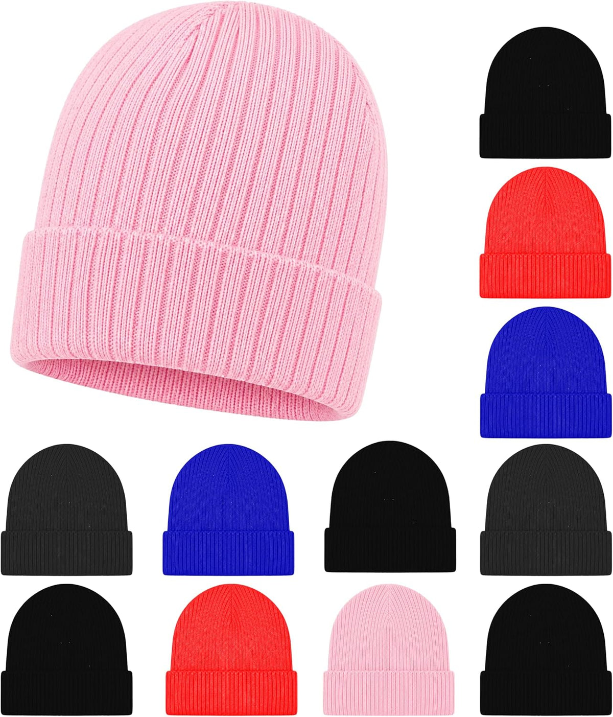 Kids Winter Beanies, 12 Pack Warm Cold Weather Hats Boys Girls Children