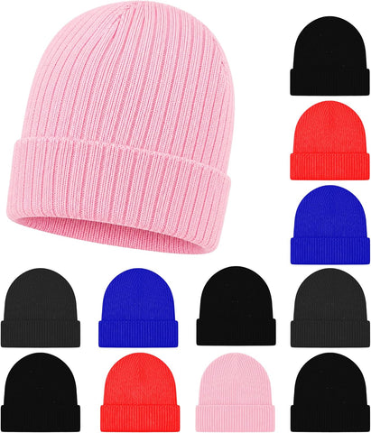 Kids Winter Beanies, 12 Pack Warm Cold Weather Hats Boys Girls Children