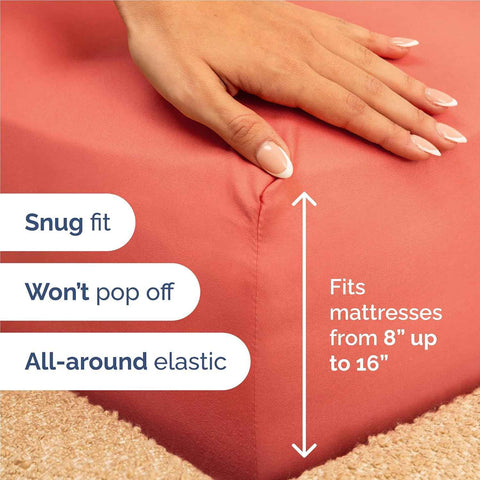 Full Size 4 Piece Sheet Set - Comfy Breathable & Cooling Sheets - Coral