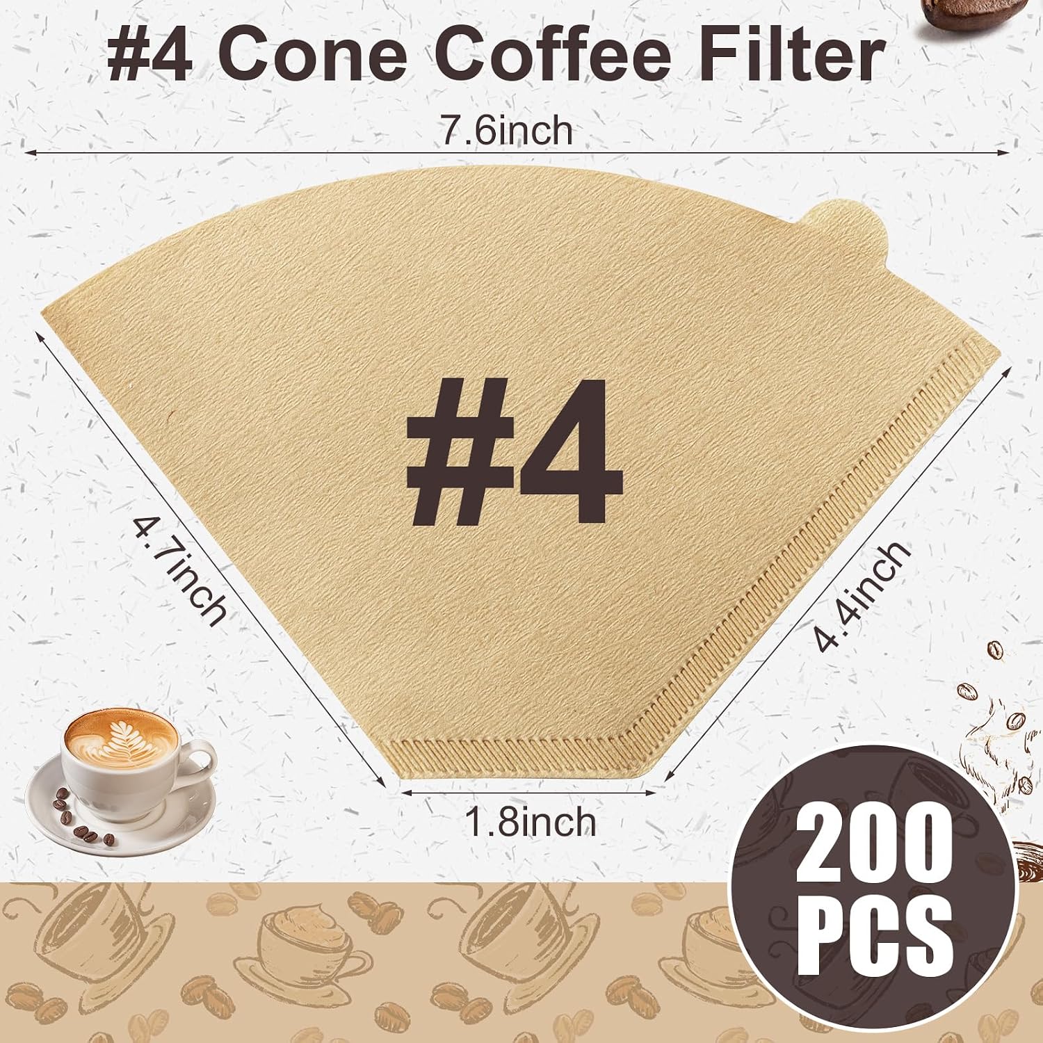 Coffee Filters #4, Coffee Filters 8-12 Cup Compatible with Ninja, 200 Count