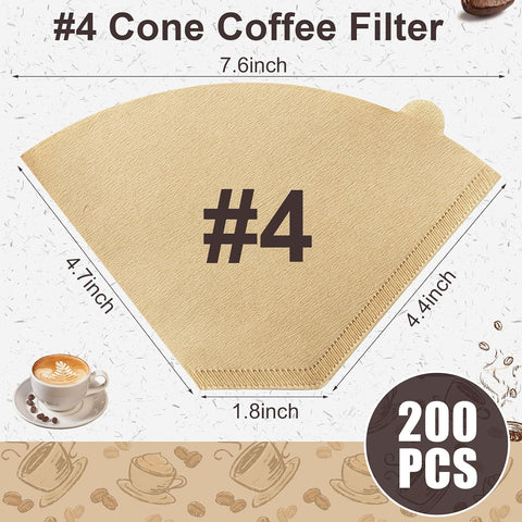 Coffee Filters #4, Coffee Filters 8-12 Cup Compatible with Ninja, 200 Count