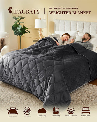 L'AGRATY King Size Weighted Blanket for Adults 30lbs, 88"x104" Cooling