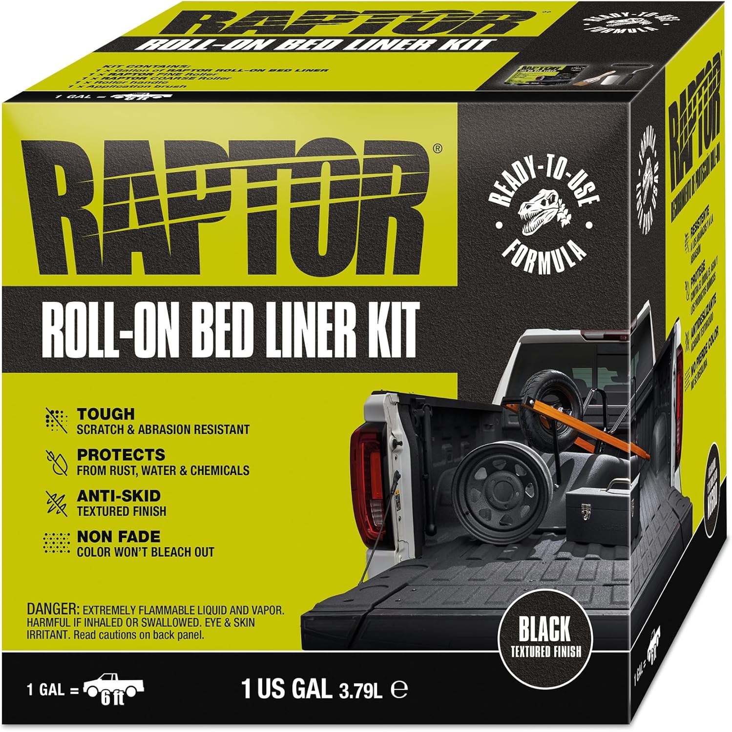 RAPTOR Roll-On Bed Liner Kit, Truck Bed Liners, 1 Gallon