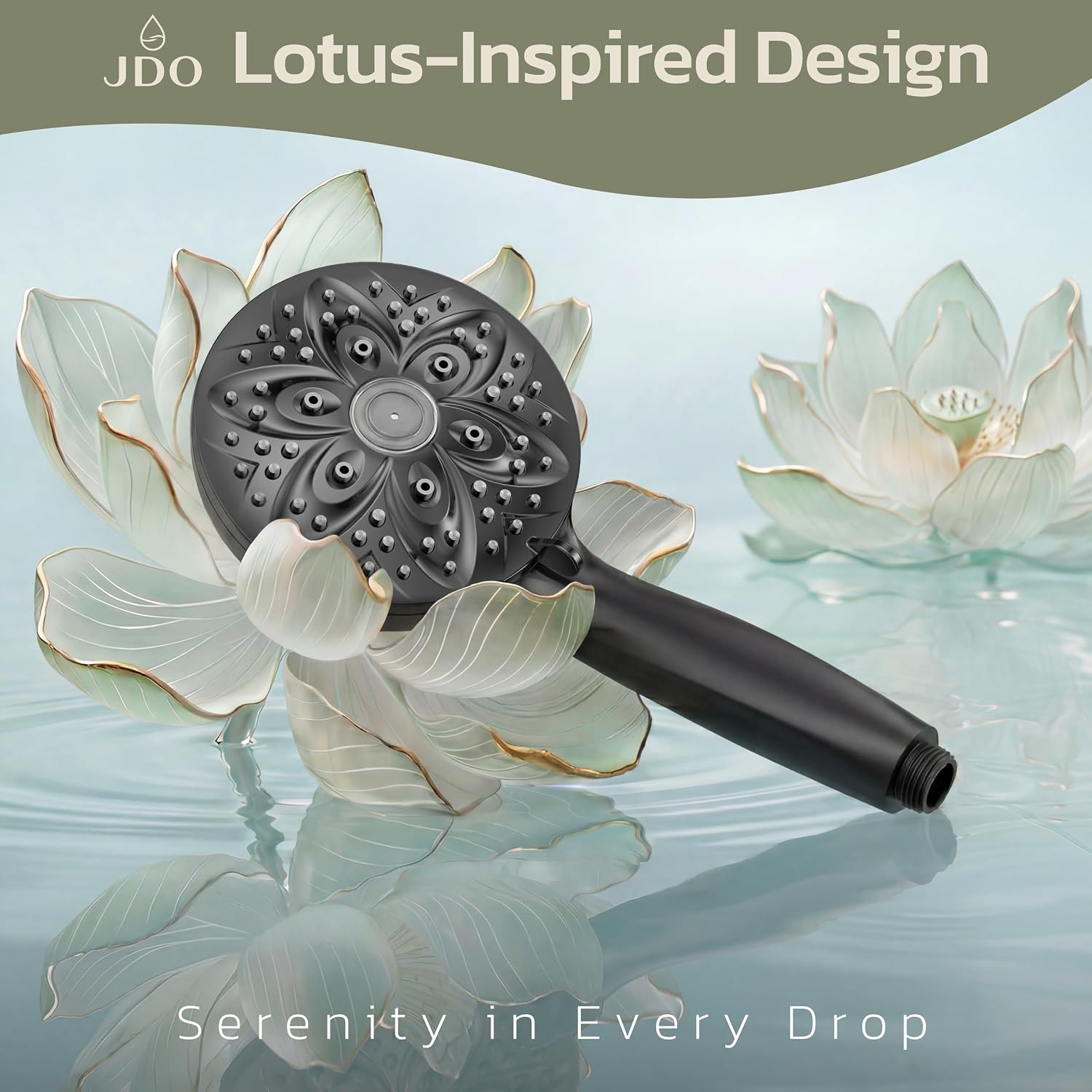 JDO Shower Head with Handheld, High Pressure Handheld 6 Settings, Detachable Shower Head Set with Stainless Steel Hose and Shower Bracket (Matte Black)