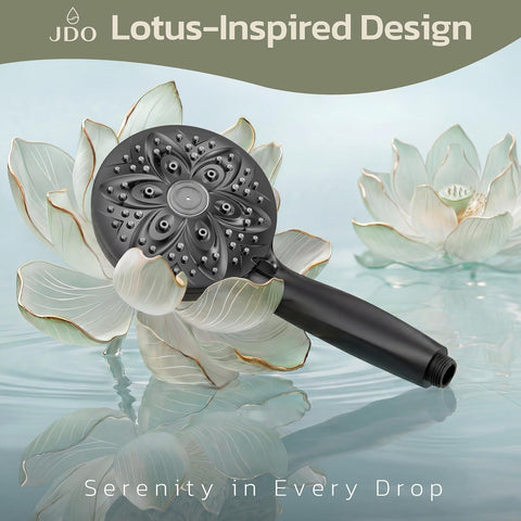 JDO Shower Head with Handheld, High Pressure Handheld 6 Settings, Detachable Shower Head Set with Stainless Steel Hose and Shower Bracket (Matte Black)