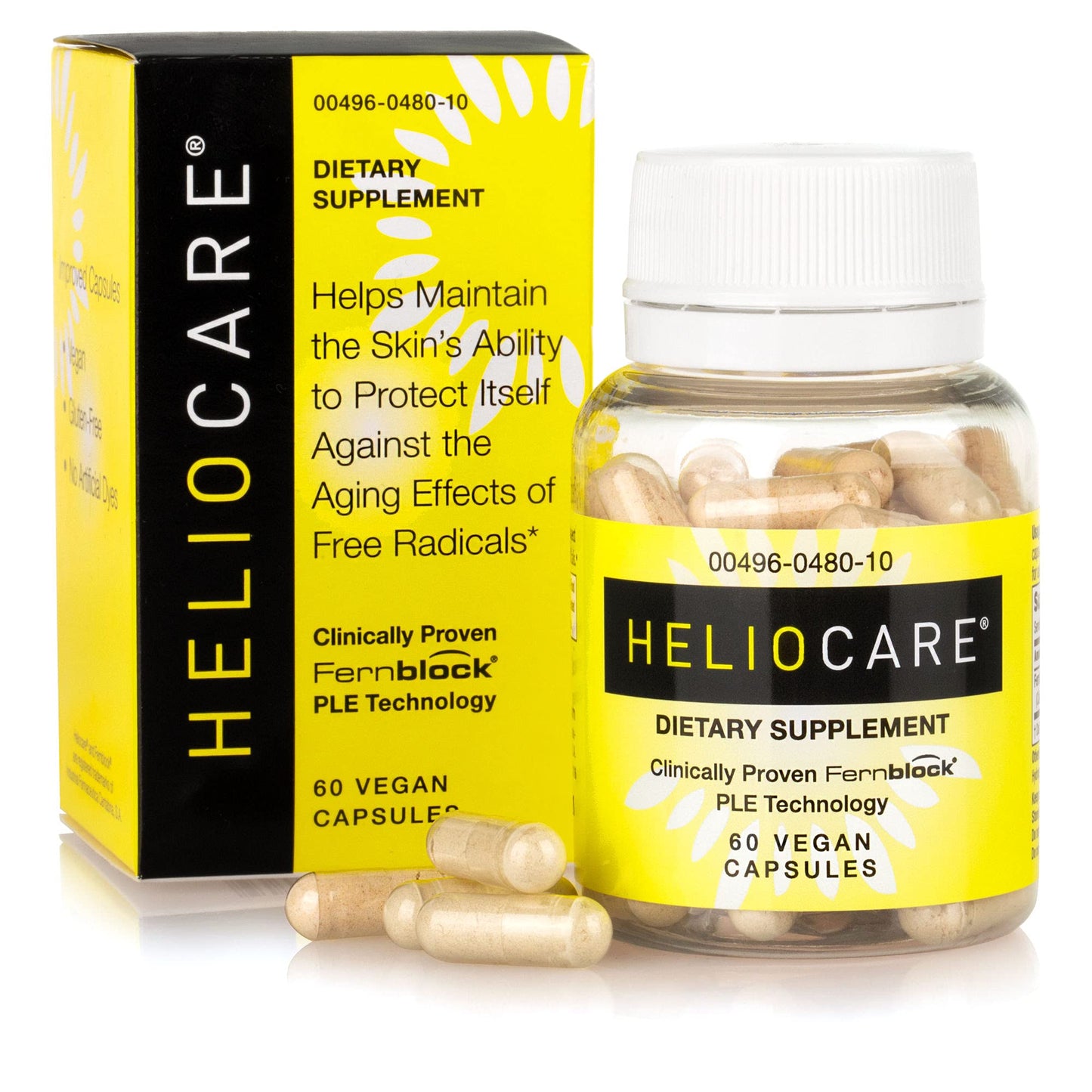 Heliocare Skin Care Dietary Supplement: 240mg Polypodium Leucotomos Extract Pills - Antioxidant Rich Formula with Fernblock and PLE Technology - 60 Veggie Capsules