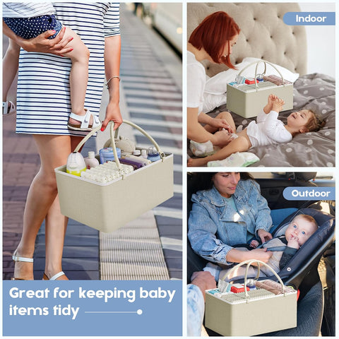 Cidaziya 2In1 Baby Diaper Caddy Organizers and Storage, 3 Tier Rolling Cart with Dividers and Drawers, Mobile Utility Cart Baby Dresser Clothes Organizer for Changing Table, Crib Nursery, Bedroom