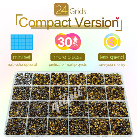 qiipii Amber Brown Crystal Resin Rhinestones w B7000 Glue for Bedazzling Crafting 2mm-6mm Flatback Stones Diamonds Crystals Gems Charms Bedazzler Kit for Nails Face Eyes Makeup Tumblers Bottles Crafts