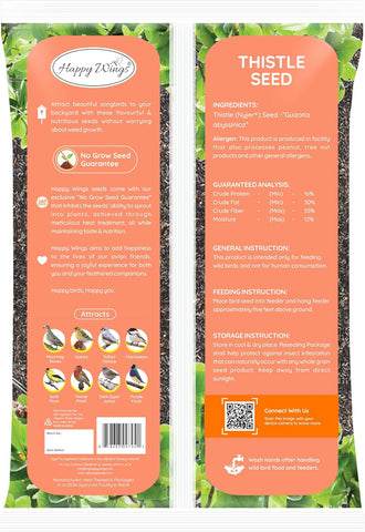 Happy Wings 5LB Thistle Seed Bird Food, 100% Natural, Extra Clean, No Grow