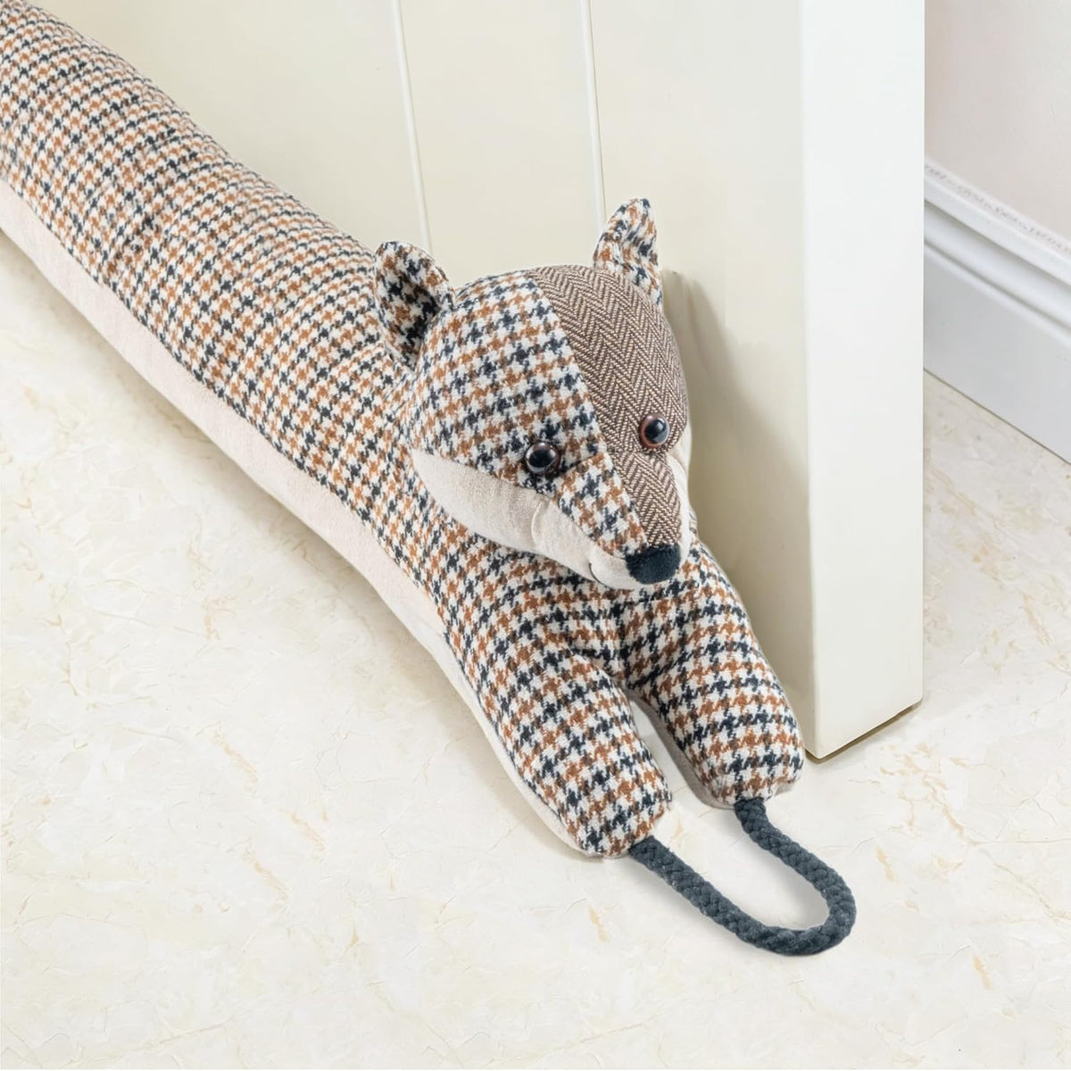 Marwood Under Door Draft Stopper Decorative Wind Stopper 30 inch for Door & Window, Weighted Animal Air Draft Stopper Snake Noise Blocker for Bottom of Door with Hanging Loops - Fox