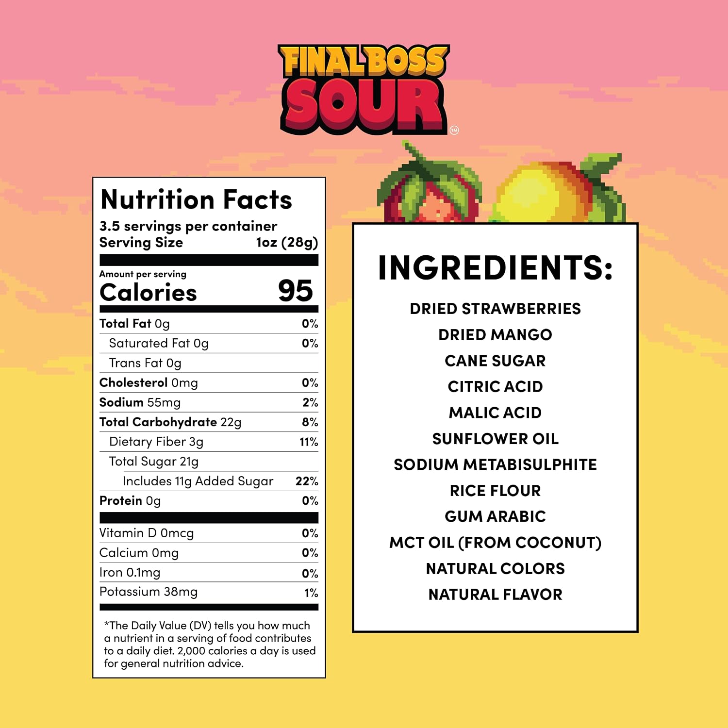 Final Boss Sour Fruit Candy, Strawberry & Mango, Level 2, 4 Pack