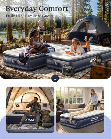 VOSSER Twin Air Mattress with Built-in Pump,13" XL-Long Blow Up Bed,500 lb