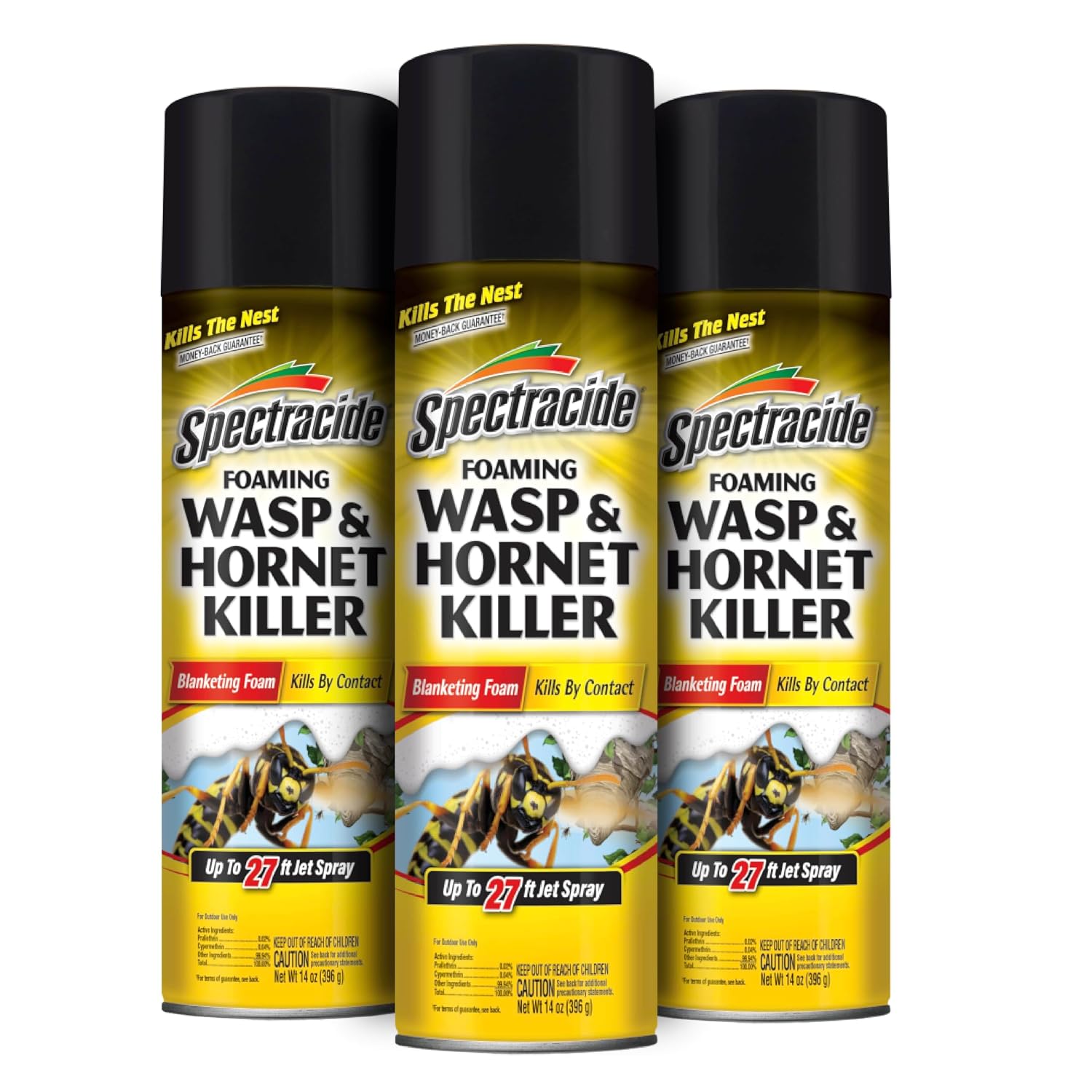 Spectracide Foaming Wasp & Hornet Killer 14 Oz, Kills by Contact, 3 Pack