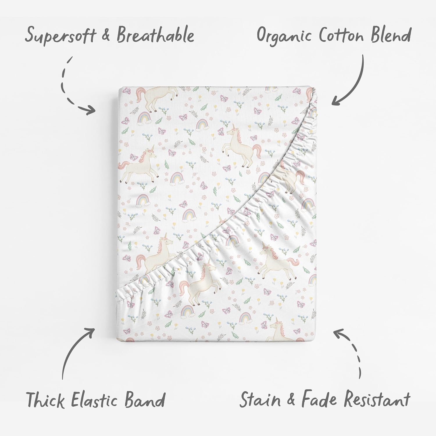 Sorrel + Fern Baby Bassinet Sheets 2-Pack for BassiNest (Unicorn Blossom)