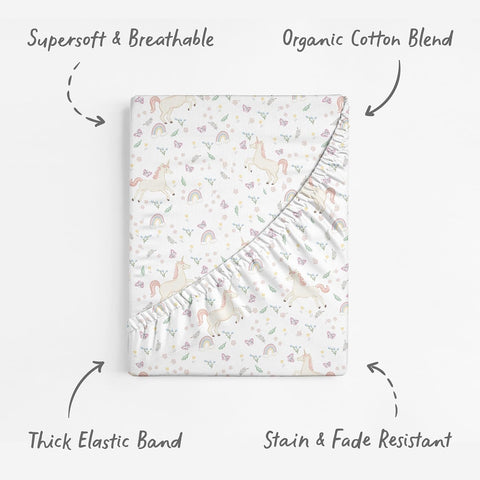 Sorrel + Fern Baby Bassinet Sheets 2-Pack for BassiNest (Unicorn Blossom)