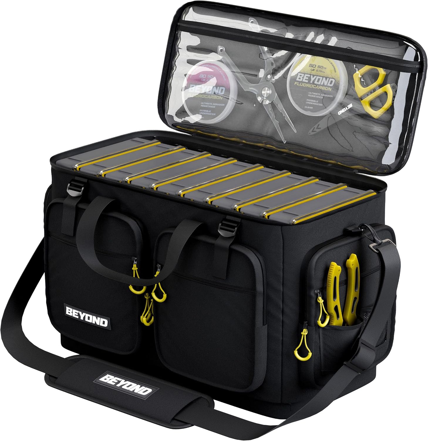 Beyond Fishing Hauler Tackle Bags – Water-Resistant with Hard Molded Bottom – Fishing Tackle Storage Bag for Freshwater & Saltwater – Holds Tackle Boxes & Fishing Gear