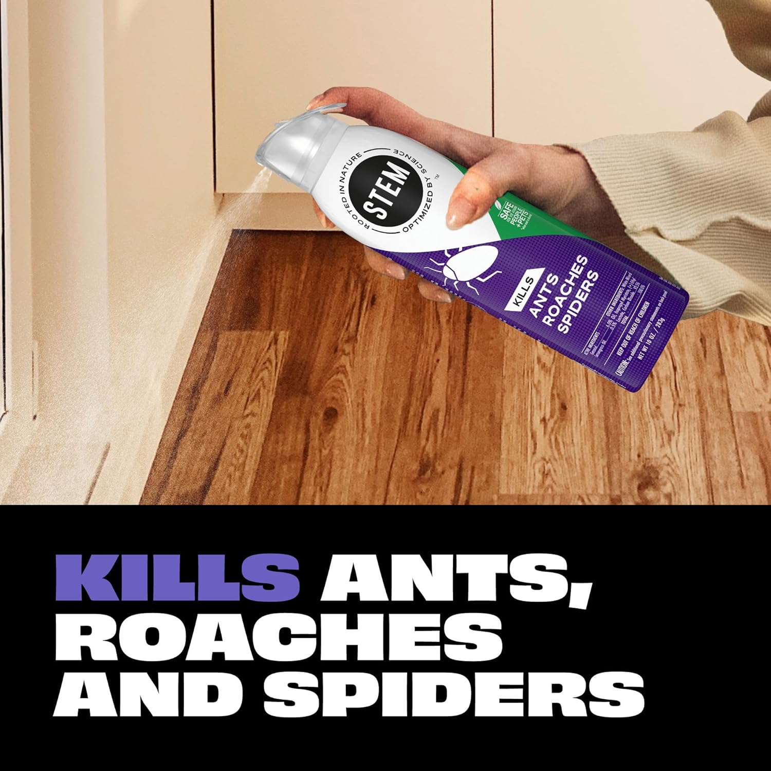 STEM Plant-Based Bug Spray, Ant, Roach, Spider Killer Indoor Outdoor, 10 oz