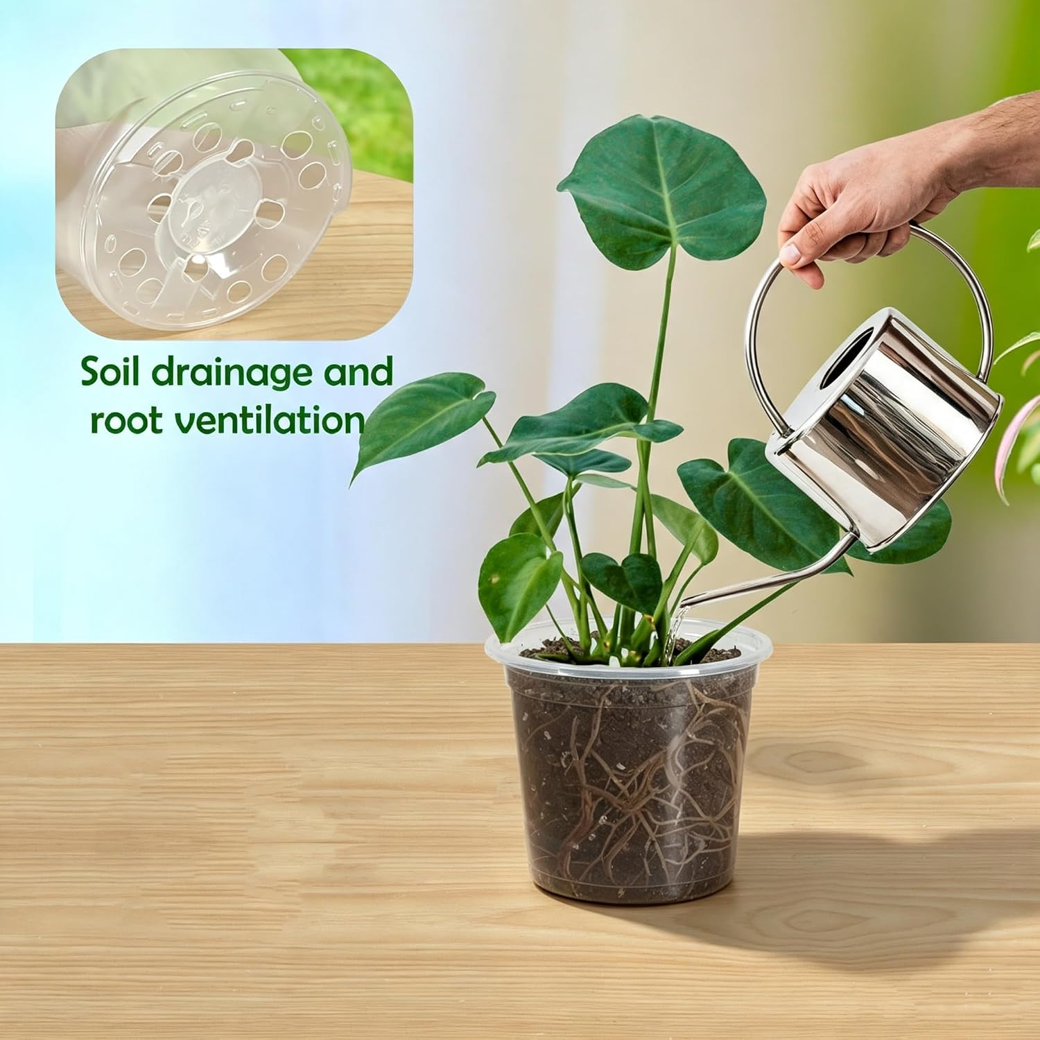 40 Pack 7 Inch Clear Nursery Pots with Drainage Plant Pots for Plants Transparent Potting Containers for Plants Seeding Starter Pot(Clear, 7 Inch 40 Pcs)