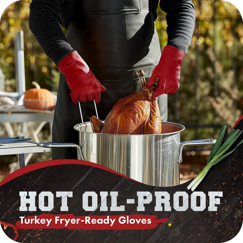 KITCHEN PERFECTION Silicone Smoker BBQ Gloves - Heat Resistant Oven Mitts