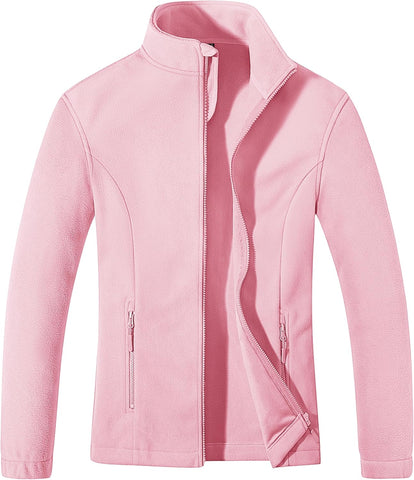 MAGCOMSEN Women's Fleece Jacket Zip Up Coat Lightweight Soft Warm Long Sleeve Jackets with Pockets for Winter