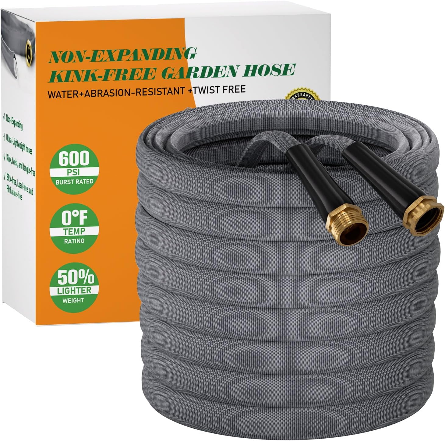 Garden Hose 25 FT, Non-Expanding Water Hose, Kink-Free