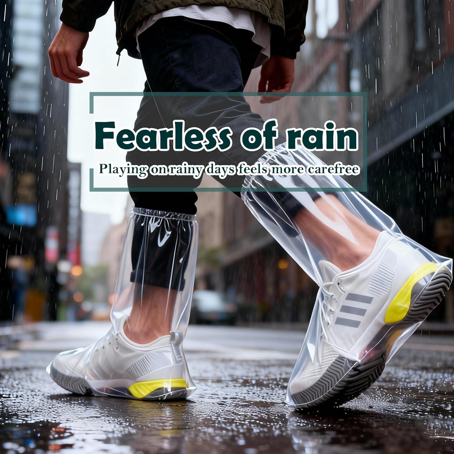 12 Pcs Individually Packaged Long Rain Shoe Covers, Extended Length Clear Adults Shoe Ponchos, Anti-slip Plastic Rain Boot Covers, Perfect for Adults & Disney Trips (Clear Adults L 12Pcs/6Pairs)
