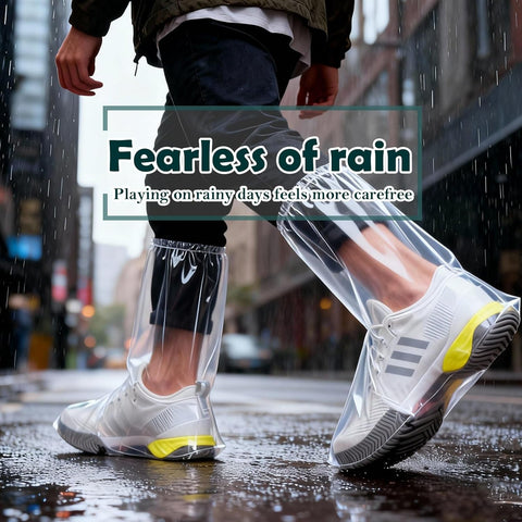 12 Pcs Individually Packaged Long Rain Shoe Covers, Extended Length Clear Adults Shoe Ponchos, Anti-slip Plastic Rain Boot Covers, Perfect for Adults & Disney Trips (Clear Adults L 12Pcs/6Pairs)