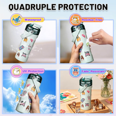 Arme Cute Animal Stickers Bulk Waterproof Water Bottle Stickers Pack 400PCS
