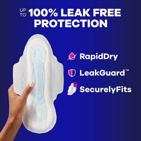 Always Maxi Overnight Feminine Pads with Wings for Women, Size 5, Extra Heavy Overnight Absorbency, Unscented, Up to 100% Leak-Free Protection, 52 Count