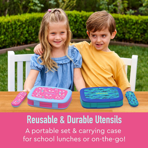 Bentgo Kids Plastic Utensil Set with Fork, Spoon, & Storage Case
