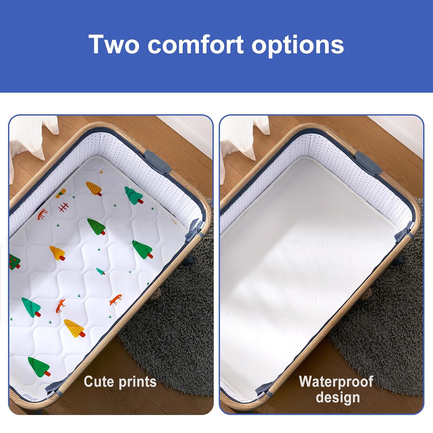 Baby Bassinet Mattress 33 x 20 inches- Firm Support and Comfort Premium Foam,Noiseless and Odorless,Hypoallergenic Small Crib Mattress, Fits Moses Basket, Dual Sided with Soft Breathable Fabric