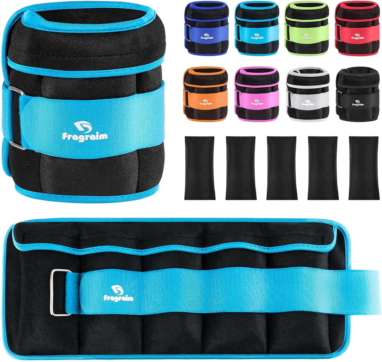 Fragraim Adjustable Ankle Weights 1-3/4/5/6/8/10/12/15/20 LBS Pair with Removable Weight for Jogging, Gymnastics, Aerobics, Physical Therapy