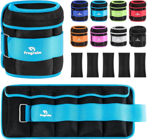 Fragraim Adjustable Ankle Weights 1-3/4/5/6/8/10/12/15/20 LBS Pair with Removable Weight for Jogging, Gymnastics, Aerobics, Physical Therapy