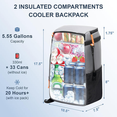 SPARTER Backpack Cooler Insulated 33/49 Can Leakproof Waterproof Bag Beach