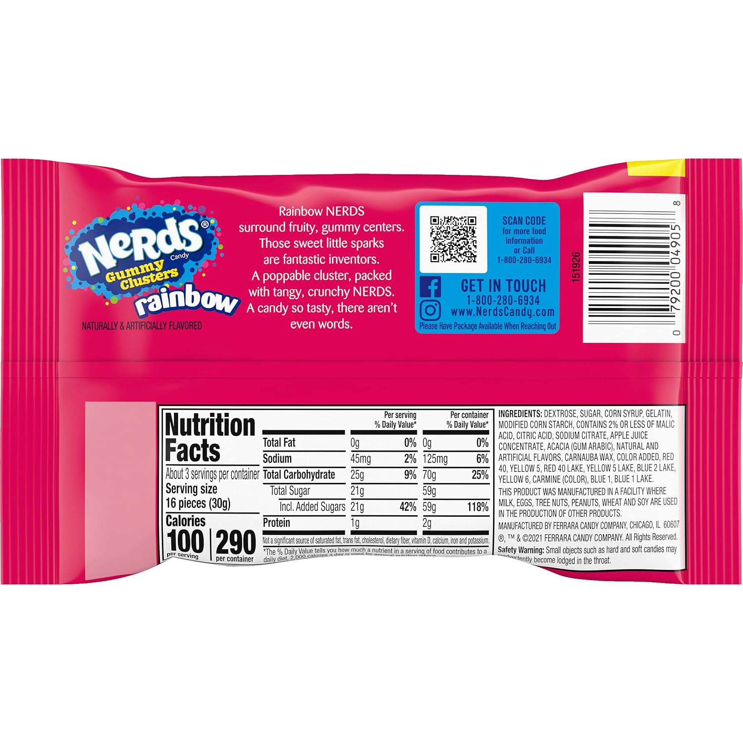 Nerds Gummy Clusters Candy, Rainbow, Springtime Easter Candy, 3 Ounce Pouches (Pack of 24)