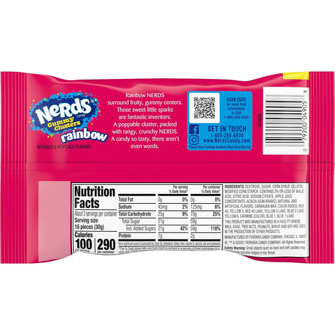 Nerds Gummy Clusters Candy, Rainbow, Springtime Easter Candy, 3 Ounce Pouches (Pack of 24)