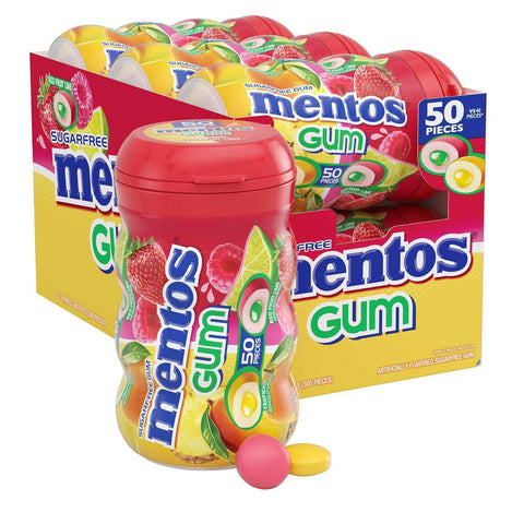 Mentos Sugar Free Chewing Gum, Red Fruit Lime, 50 Piece Bottle (6 Pack) | Contains Xylitol, Perfect for Long Lasting Fresh Breath at School, Work & Travel
