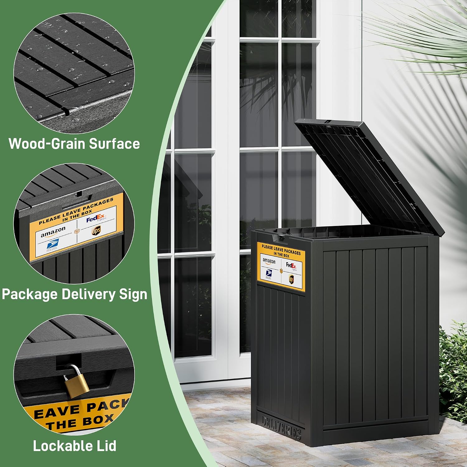 Package Delivery Box for Outside, Black