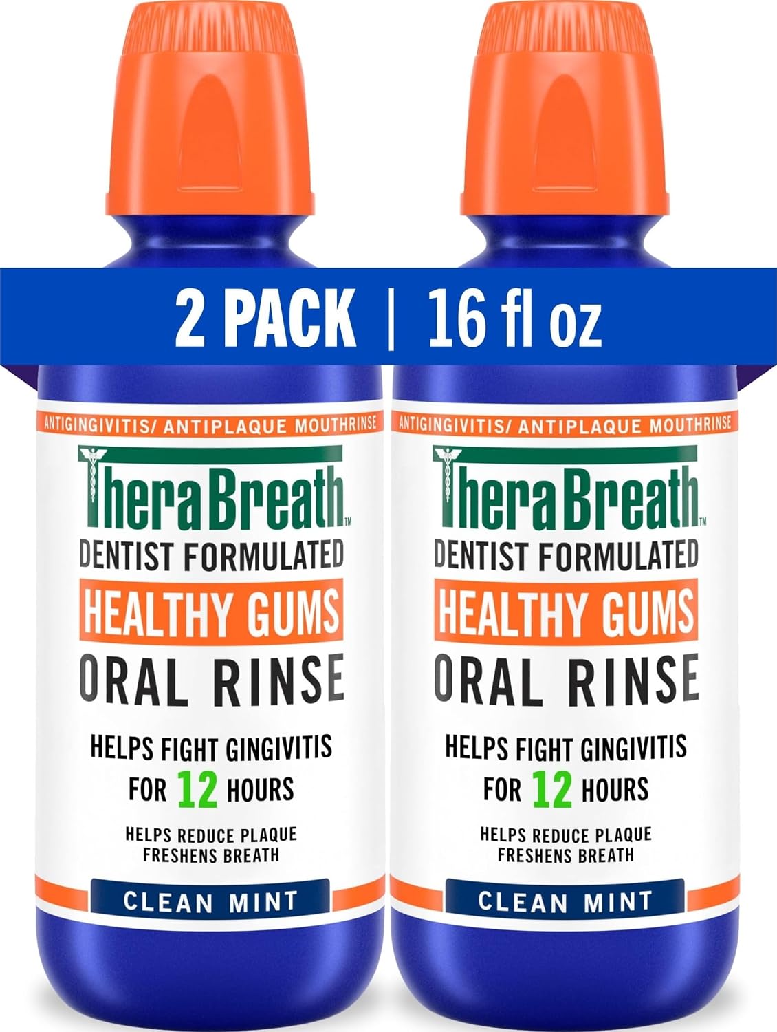 TheraBreath Healthy Gums Oral Rinse, Clean Mint, 16 fl oz, 2-Pack