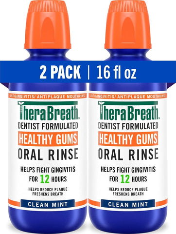 TheraBreath Healthy Gums Oral Rinse, Clean Mint, 16 fl oz, 2-Pack