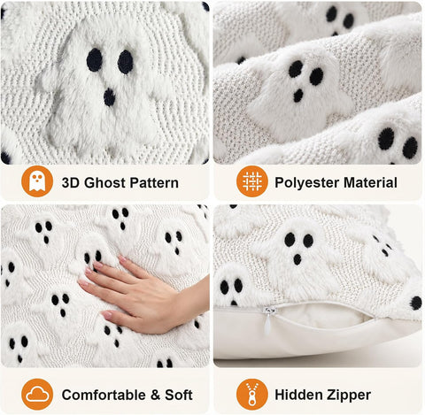 OLANRUN Halloween Pillow Covers 18x18 Set of 2, Halloween Decoration Indoor