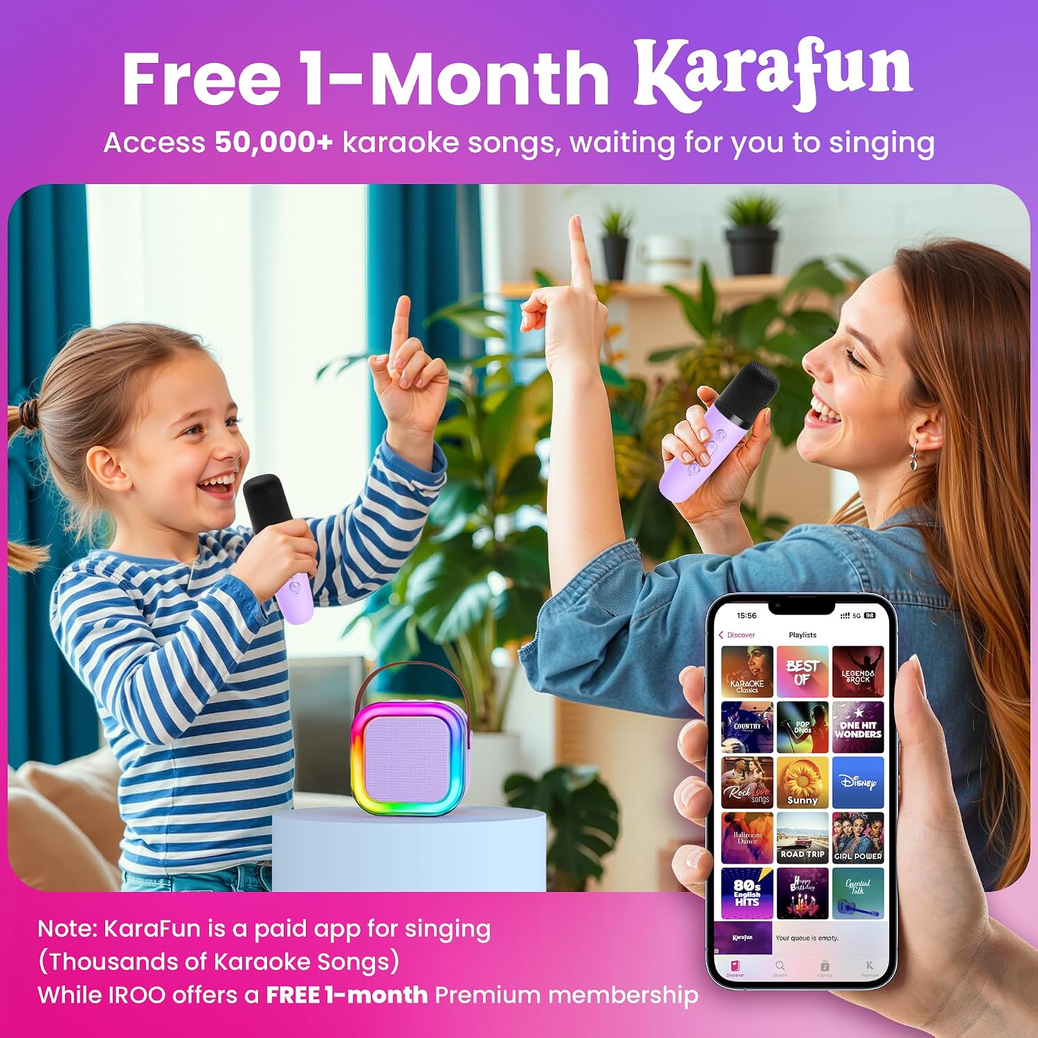 IROO Mini Karaoke Machine for Kids, Birthday Gifts Toys for Girls Ages 3-12