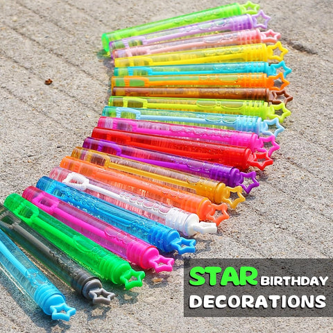 200 Pcs Mini Star Bubble Wands Bulk, 20 Color Neon Party Favors Gift Box