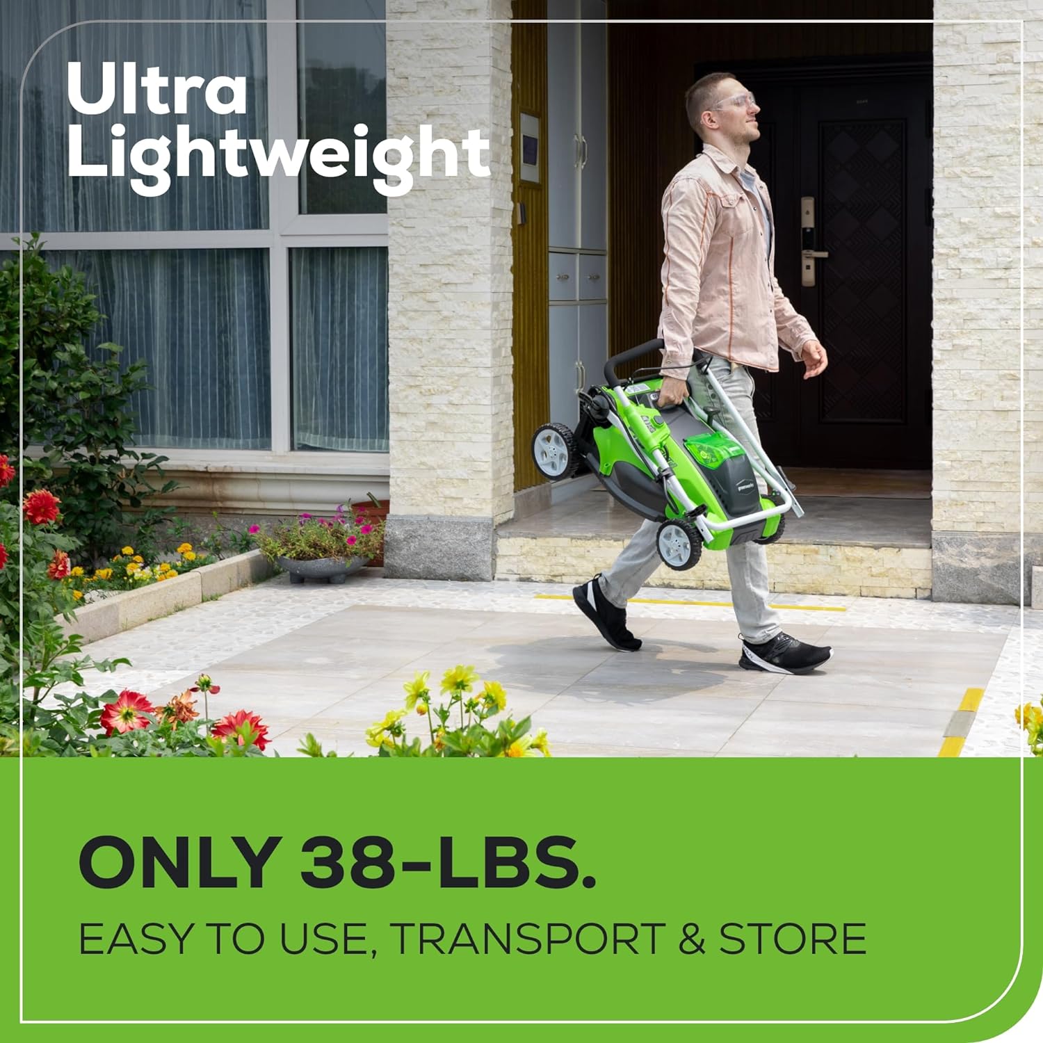 Greenworks 40V 16in Push Lawn Mower, 4.0 Ah Battery and Charger