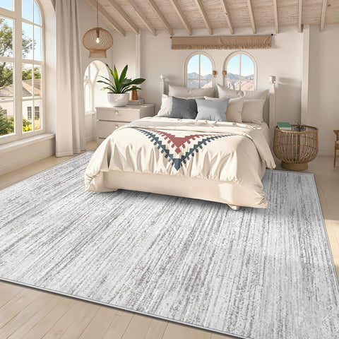 Area Rug 8x10 Living Room Rugs: Washable Modern Rug Large Non-Slip Soft Rugs Stain Resistant Printed Rug Indoor Carpet for Bedroom Kitchen Dining Room Nursery Playroom Home(Grey, 8'x10')