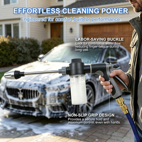Hose Hawk Pro Pressure Washer Gun, High Pressure Hose Nozzle with 4 Spray Modes, Adjustable Handheld Pressure Washer Nozzle for 3/4" Garden Hose, Watering Sprayer for Cleaning Patio Yard Car Pets (A)